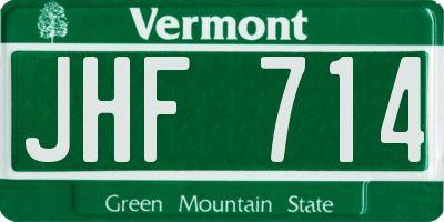 VT license plate JHF714