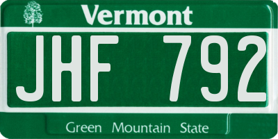 VT license plate JHF792