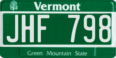 VT license plate JHF798