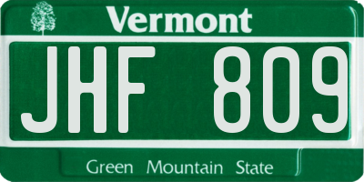 VT license plate JHF809