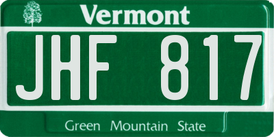 VT license plate JHF817