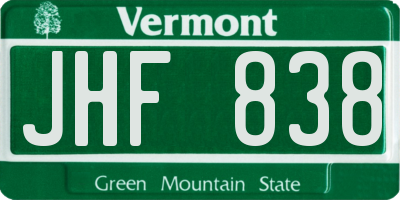 VT license plate JHF838