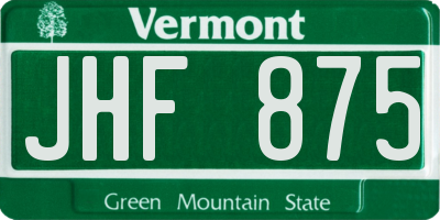 VT license plate JHF875