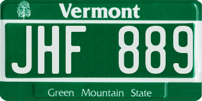 VT license plate JHF889