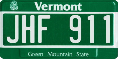 VT license plate JHF911