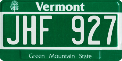 VT license plate JHF927