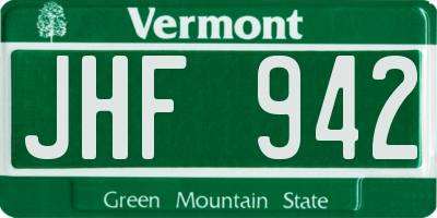 VT license plate JHF942