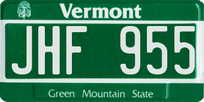 VT license plate JHF955