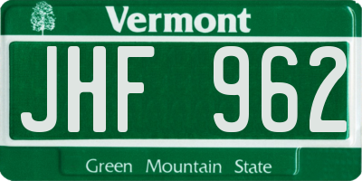 VT license plate JHF962