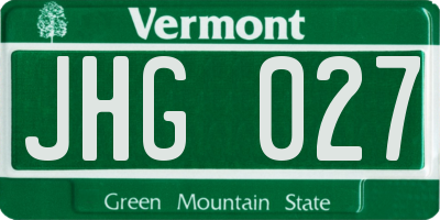 VT license plate JHG027