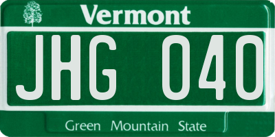 VT license plate JHG040