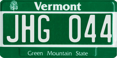 VT license plate JHG044