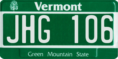 VT license plate JHG106