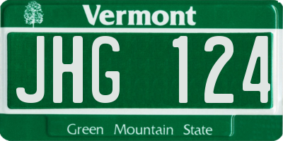 VT license plate JHG124