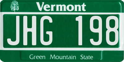 VT license plate JHG198