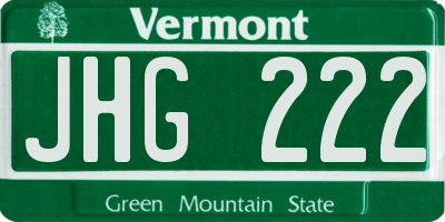 VT license plate JHG222
