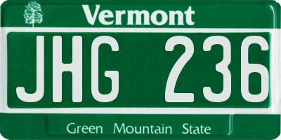 VT license plate JHG236