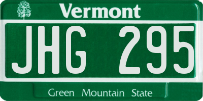 VT license plate JHG295