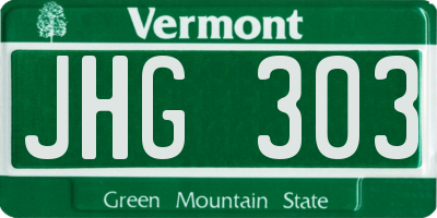 VT license plate JHG303