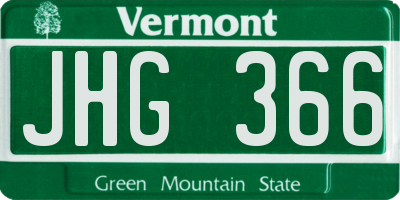 VT license plate JHG366