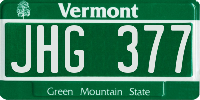 VT license plate JHG377