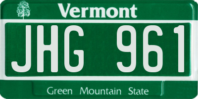 VT license plate JHG961