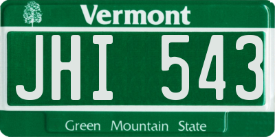 VT license plate JHI543