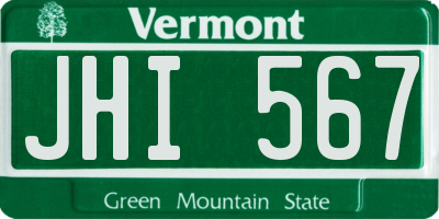VT license plate JHI567