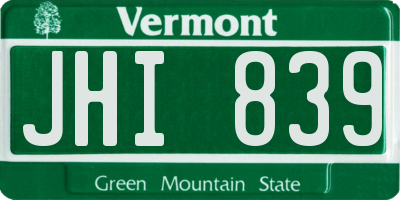 VT license plate JHI839