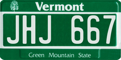 VT license plate JHJ667
