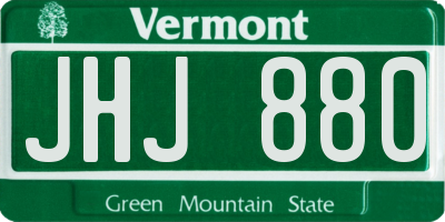 VT license plate JHJ880