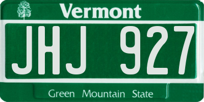 VT license plate JHJ927