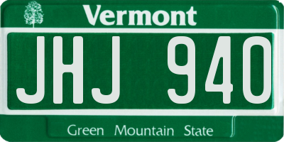 VT license plate JHJ940