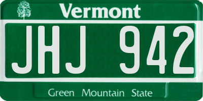 VT license plate JHJ942