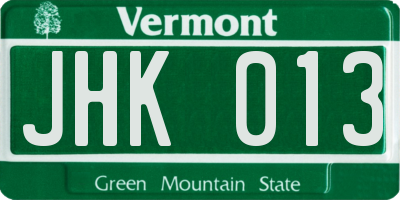 VT license plate JHK013