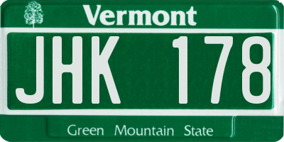 VT license plate JHK178