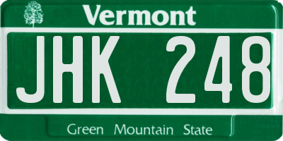 VT license plate JHK248