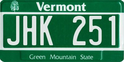 VT license plate JHK251