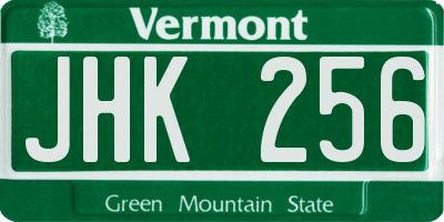 VT license plate JHK256