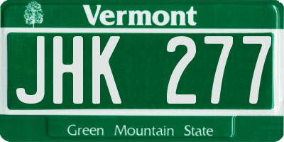 VT license plate JHK277