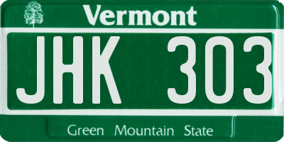 VT license plate JHK303