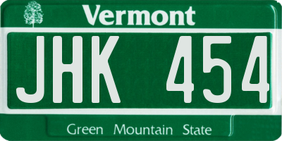VT license plate JHK454