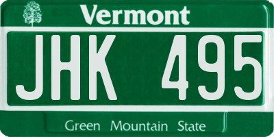 VT license plate JHK495
