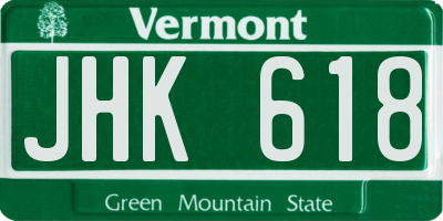VT license plate JHK618