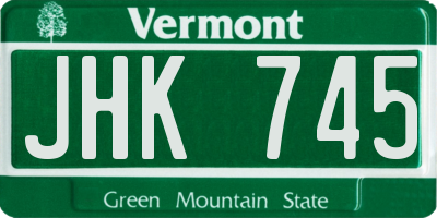 VT license plate JHK745