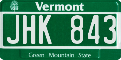 VT license plate JHK843