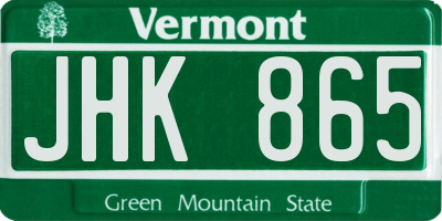 VT license plate JHK865