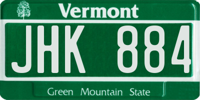 VT license plate JHK884