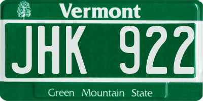 VT license plate JHK922