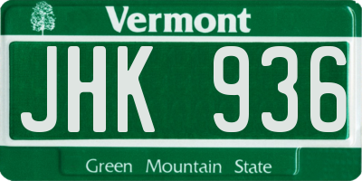 VT license plate JHK936